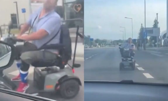 Nagranie agresywnego mężczyzny na wózku elektrycznym krąży w sieci. Atakuje ludzi w centrum Poznania Zdjęcie główne wpisu