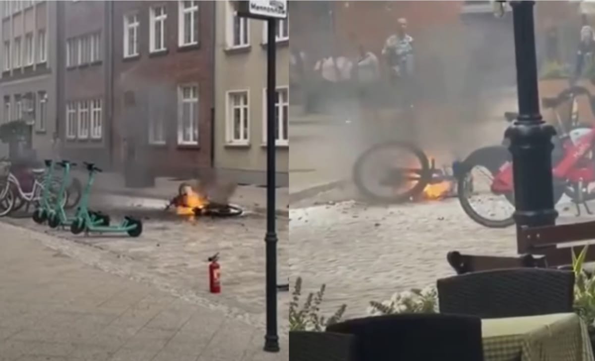 W Gdańsku zapalił się rower elektryczny. Bateria strzelała jak dobre fajerwerki w sylwestra Zdjęcie główne wpisu