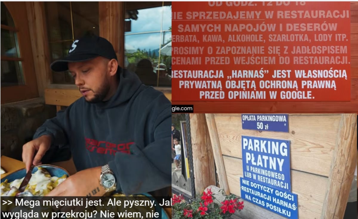 Książulo odwiedził restaurację Harnaś w Kościelisku. To tam za parking żądano 50 zł, a jedzenie miało być niesmaczne Zdjęcie główne wpisu