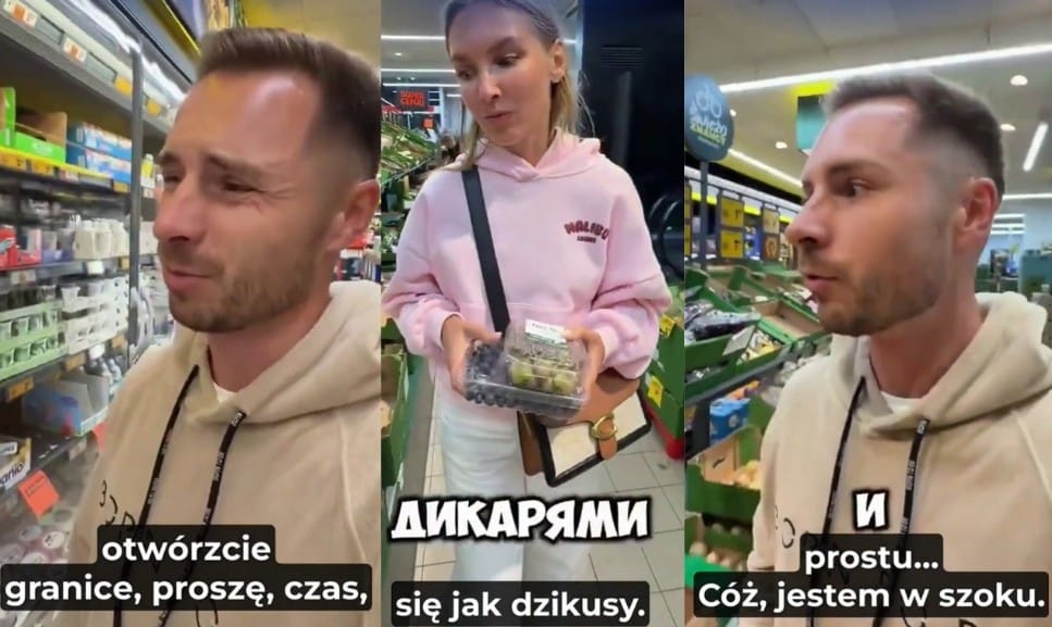 Zszokowani Rosjanie w polskim sklepie. Chcą ponownego otwarcia granic Zdjęcie główne wpisu