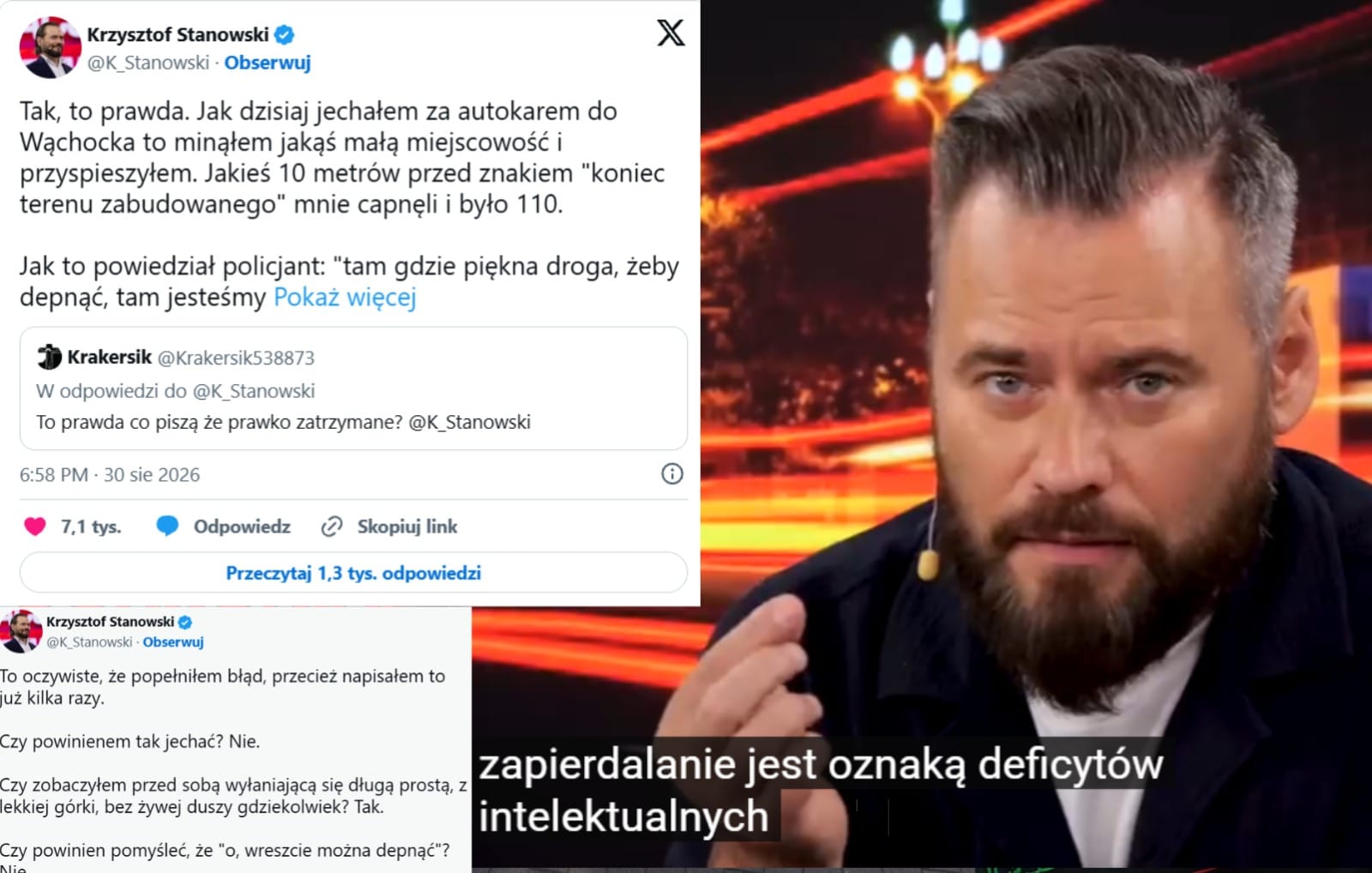 „Chore zapier*alanie jest oznaką deficytów intelektualnych”. Stanowski ostro o kierowcach przekraczających prędkość Zdjęcie główne wpisu