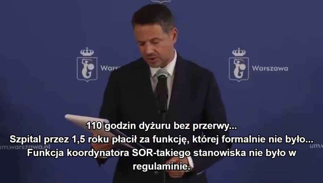 Dyżur 110 godzin i stanowisko, którego nie było. Trzaskowski ujawnił wyniki kontroli w stołecznych szpitalach Zdjęcie główne wpisu