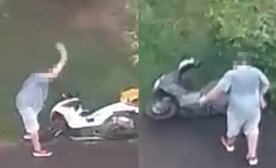 Z tasakiem w ręku niszczył skutery na Mokotowie. 39-latek miał 1,5 promila. Policja opublikowała nagranie Zdjęcie główne wpisu