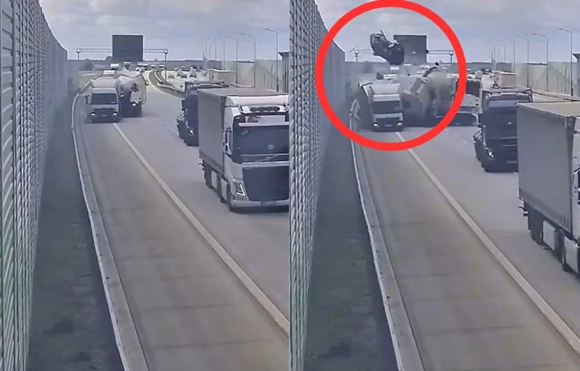 Osobówka dosłownie wzbiła się w powietrze. GDDKiA opublikowało nagranie z autostrady A1 Zdjęcie główne wpisu