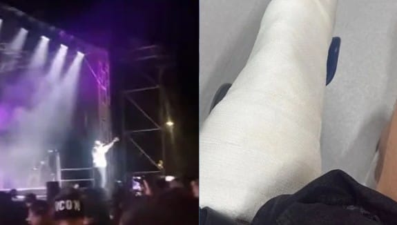 KęKę spadł ze sceny w Białobrzegach i złamał nogę. Nagrania obiegły internet Zdjęcie wpisu