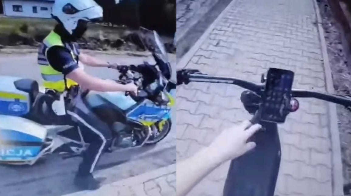 „Przepraszam, kładę się” 16-latek najpierw uciekał na „elektryku”, później bliski płaczu przepraszał policjanta. Wszystko oczywiście nagrał Zdjęcie wpisu