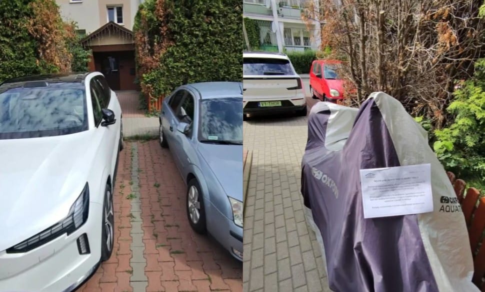 Konfitura pokazuje kolejne zjawisko. Motocykle parkowane przed wejściem do klatki oraz rezerwowanie publicznych miejsc parkingowych Zdjęcie wpisu