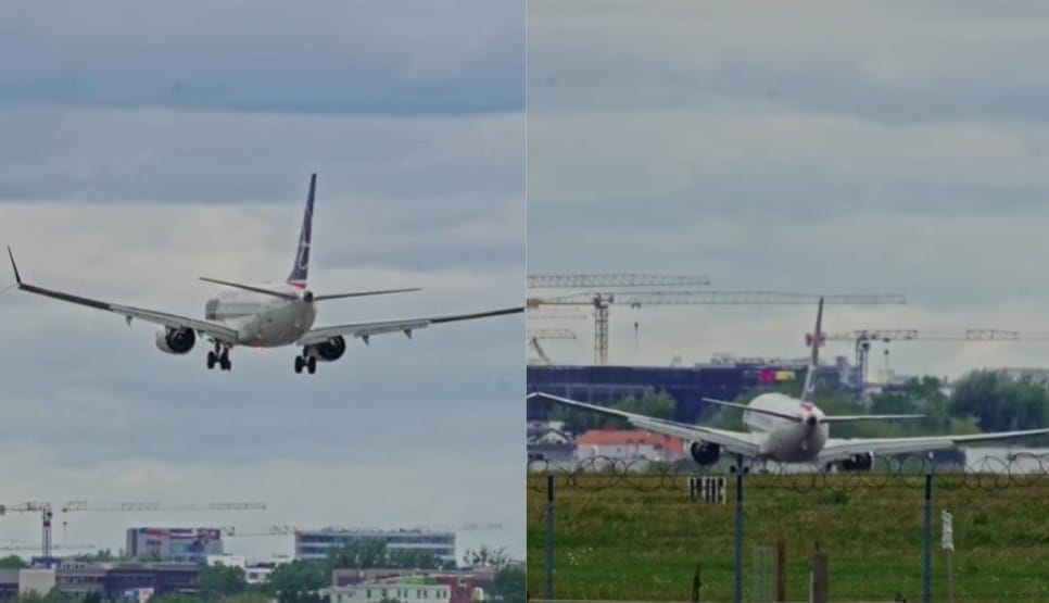 Nieudana próba lądowania na warszawskim lotnisku. Na nagraniu widać, że pilot musiał podjąć szybką decyzję Zdjęcie wpisu