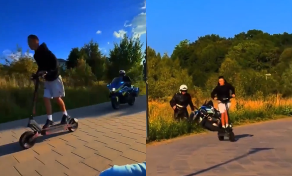Rzucił motocykl i biegł za hulajnogą. Nietypowy pościg policjanta zakończony ucieczką Zdjęcie główne wpisu