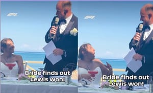 „To prezent z okazji ślubu?” Panna młoda dowiaduje się, że Lewis Hamilton wygrał w Barcelonie
