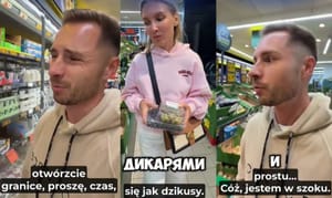 Zszokowani Rosjanie w polskim sklepie. Chcą ponownego otwarcia granic