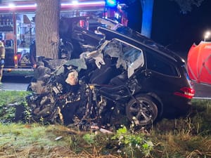Tragiczny wypadek pod Śremem. Auto tak wbiło się w drzewo, że nie można było go oderwać. Służby opublikowały nagrania i zdjęcia
