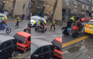 Rozrzucał kolczatkę i własnym ciałem zatrzymał quada. Nietypowa interwencja policjanta w Wielkiej Brytanii