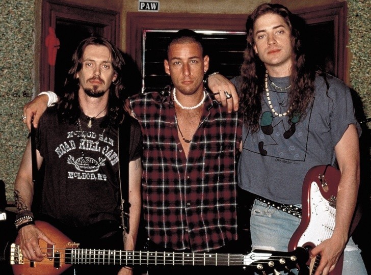 Steve Buscemi, Adam Sandler, i Brendan Fraser na planie "Odlotowców," 1994