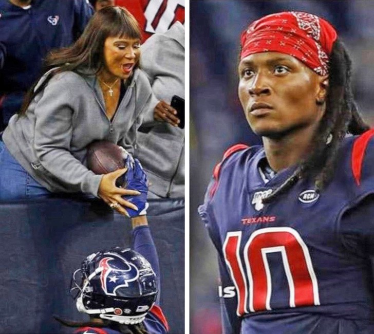 Za każdym razem gdy DeAndre Hopkins zdobywa przyłożenie, biegnie on do swojej niewidomej mamy na trybunach, wręczając jej piłkę.