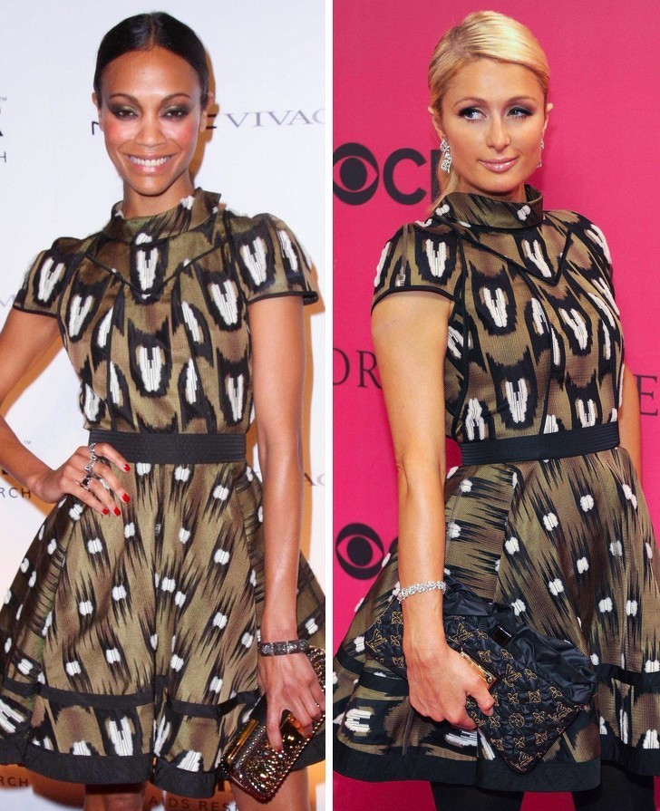 16. Zoe Saldana i Paris Hilton