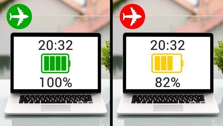  4. Bateria w laptopie ładuje się szybciej po przełączeniu w tryb samolotowy