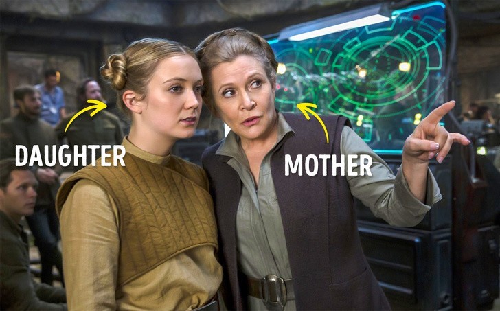 2. Carrie Fisher i Billie Lourd - Gwiezdne Wojny: Przebudzenie mocy, 2016