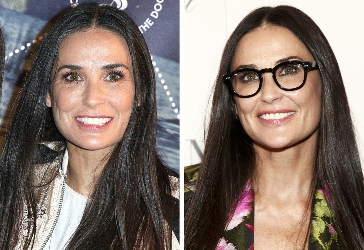 2. Demi Moore porzuciła szkła kontaktowe na rzecz okularów.