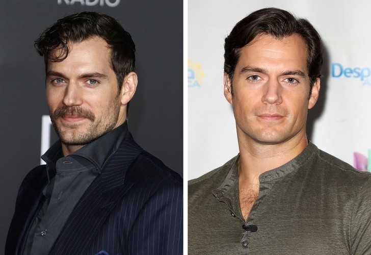 4. Henry Cavill pozbył się zarostu i eksponuje swoją idealnie symetryczną twarz i mocny podbródek.