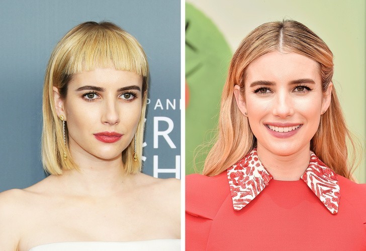 10. Emma Roberts zmieniła fryzurę, dzięki czemu grzywka nie zaburza już proporcji jej twarzy.