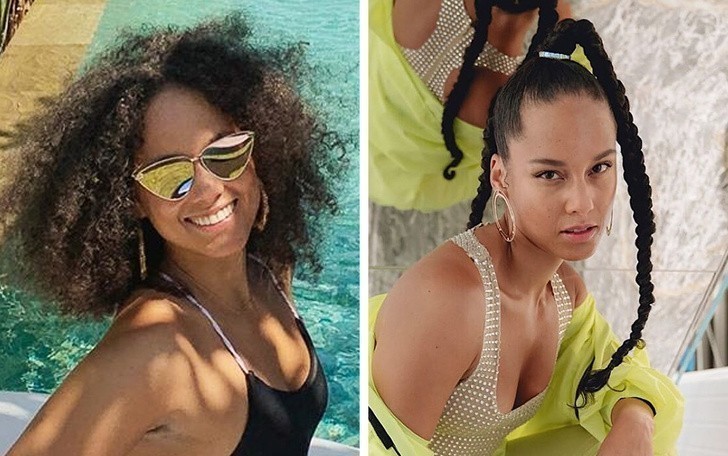 12. Alicia Keys prawie nigdy nie prostuje swoich włosów, stawiając na stylizacje podkreślające jej luźny styl.