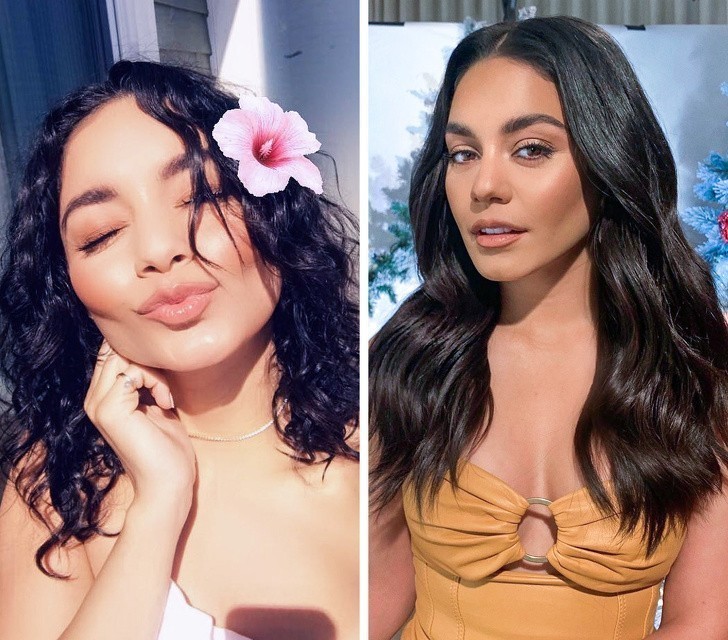 7. Vanessa Hudgens zwykle układa włosy w miękkie fale, ale kocha także swoje naturalne loki.