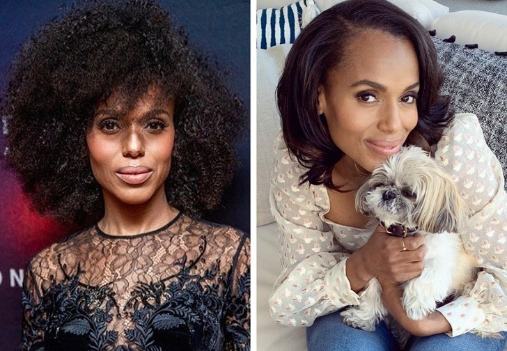 8. Kerry Washington musiała stylizować włosy do roli, ale obecnie z dumą prezentuje swoją naturalną fryzurę.