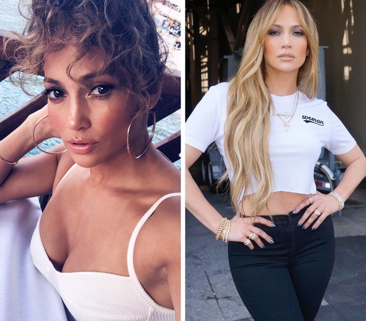 9. Jennifer Lopez zawsze lubiła eksperymentować z uczesaniami, ale nigdy nie zapomniała o swoich naturalnych falach.