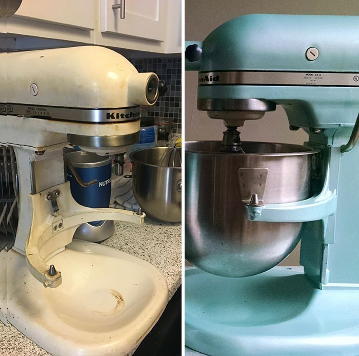 5. "Kupiłem ten mikser Kitchenaid z 1970 roku za 35 dolarów. Trochę smaru i farby, i jest jak nowy."