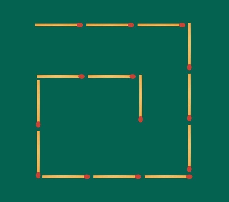 9. Przesuń 2 zapałki aby otrzymać 2 kwadraty