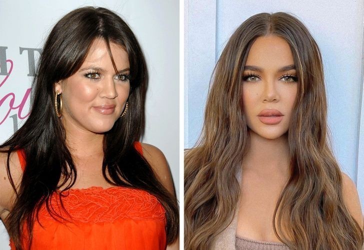 15. Khloé Kardashian (2008 vs 2021)