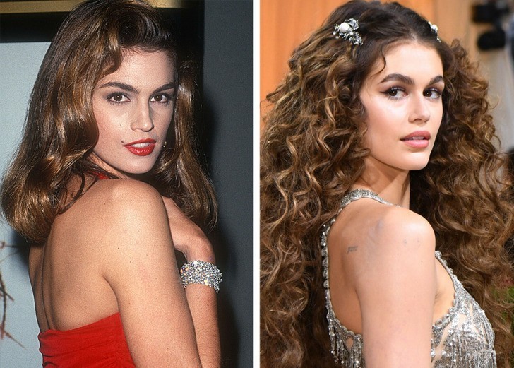 Cindy Crawford i jej córka, Kaia Jordan Gerber, mniej więcej w tym samym wieku