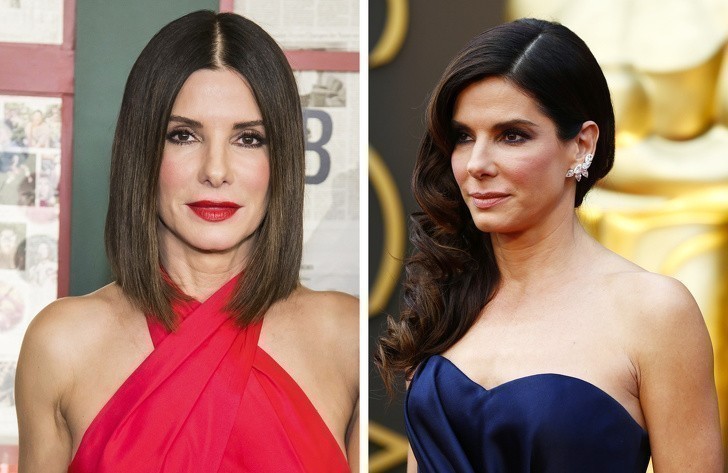 11. Sandra Bullock unosi ramiona aby podkreślić najlepsze cechy ciała.