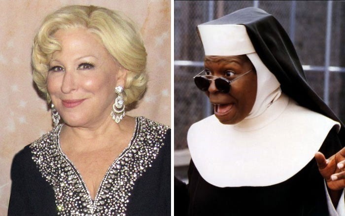 11. Bette Midler vs Whoopi Goldberg - Siostra Mary Clarence, "Zakonnica w przebraniu"