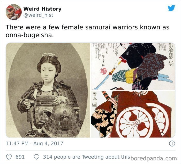 15. "W historii Japonii istniały wojowniczki należące do japońskiej szlachty, znane jako onna-bugeisha."