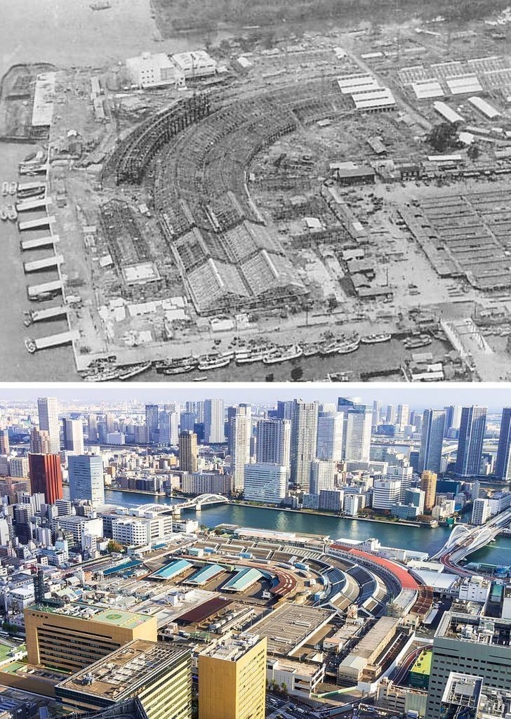 Targ rybny Tsukiji, Tokio, 1926-1945 i dziś