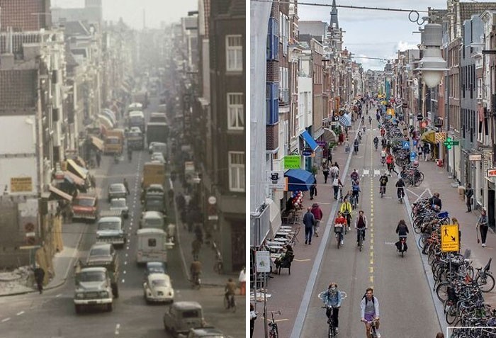 3. Ulica Haarlemmerdijk w Amsterdamie, 1971 vs 2020