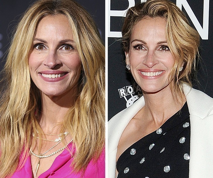 Julia Roberts otwiera szeroko oczy.