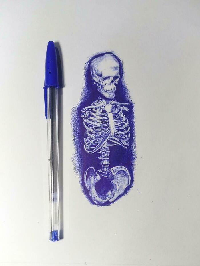 "Narysowałem szkielet długopisem."
