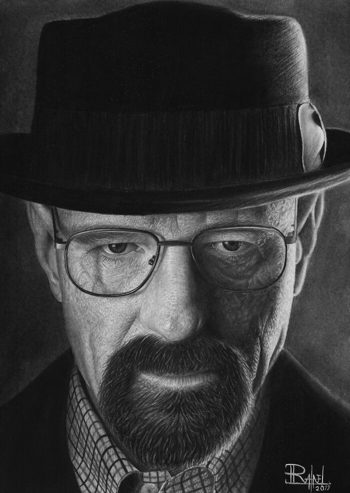 "Mój rysunek Heisenberga wykonany ołówkiem"