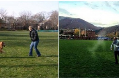 Chciała tylko rozsypać prochy swojego ukochanego psa! Na zdjęciu uchwyciła coś niezwykłego!