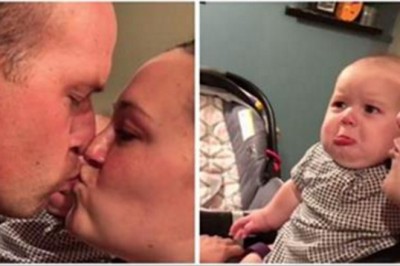 Gdy tata całuje mamę ten maluszek robi coś niezwykłego! Takiego ataku zazdrości jeszcze nie widziałam! 