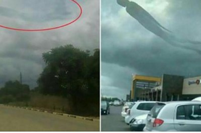 Nad centrum handlowym na niebie pojawił się tajemniczy kształt! Ludzie uciekali przerażeni! 
