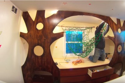 Super tata własnymi siłami zamienił sypialnie córek w domek na drzewie! Cudna metamorfoza!