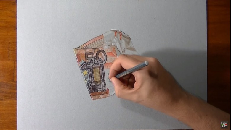 Ten gość ma niesamowity talent! Superrealistyczne rysowanie 50 euro!