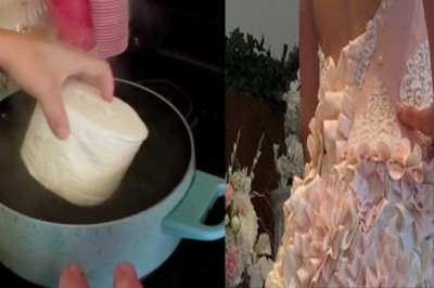 Wrzuca papier toaletowy do wrzątku i miesza go z klejem! Nie uwierzysz jak zrobiła tą ślubną kreację! 