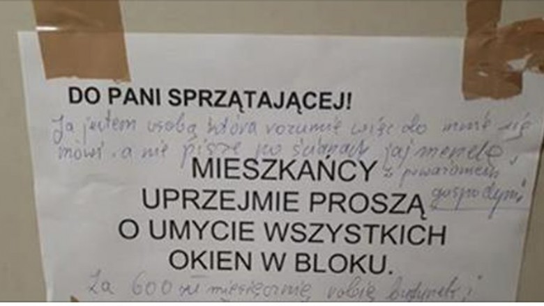 Kazali sprzątaczce umyć wszystkie okna w bloku! Jej odpowiedź była idealna i podbiła internet! 