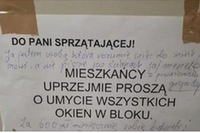 Kazali sprzątaczce umyć wszystkie okna w bloku! Jej odpowiedź była idealna i podbiła internet! 