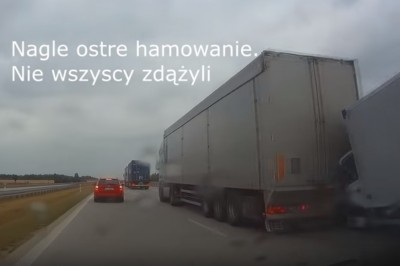 Nagranie z konkretnego dzwona TIRa i busa na autostradzie A1! Miał sporo szczęścia!